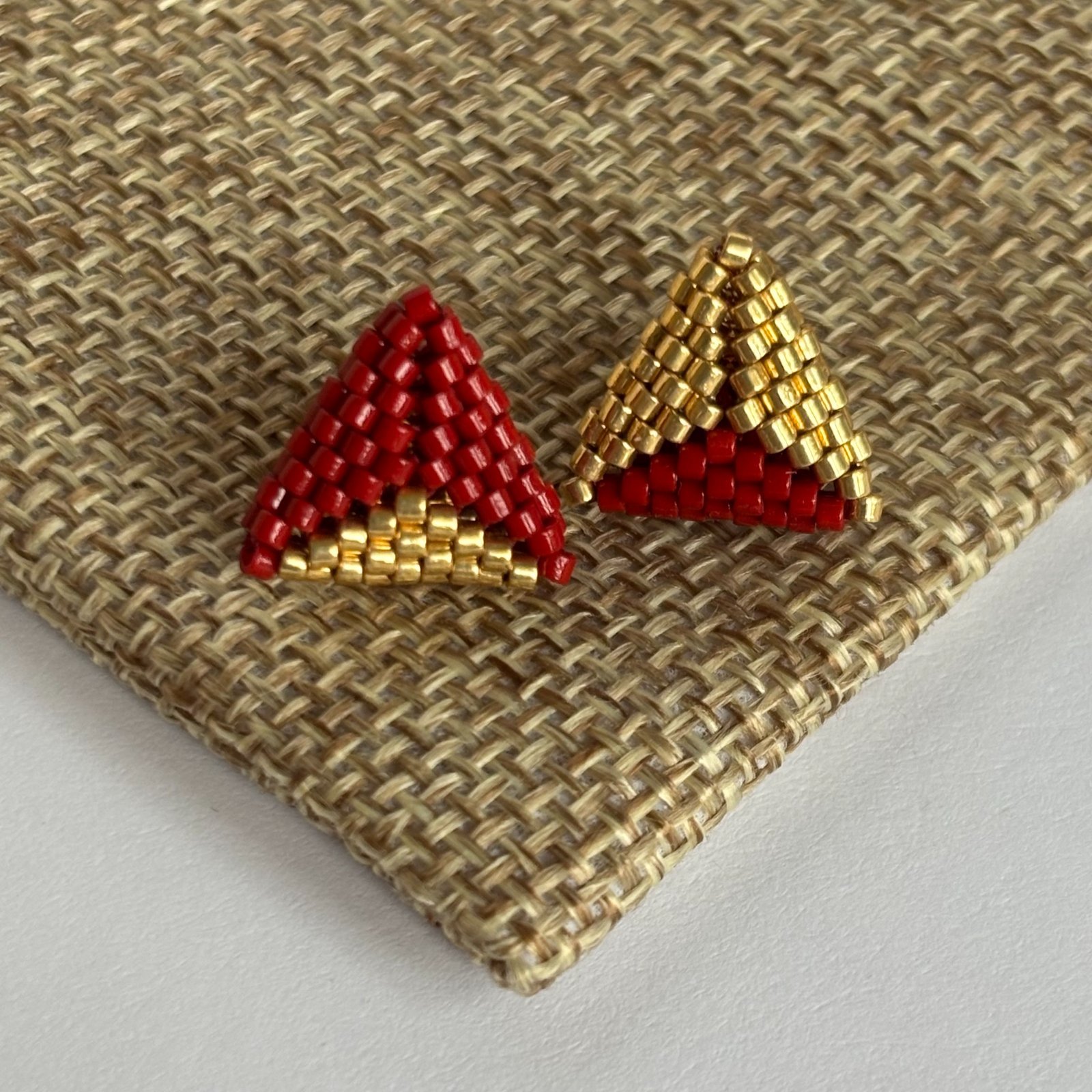 Triangle Beaded Stud Earrings