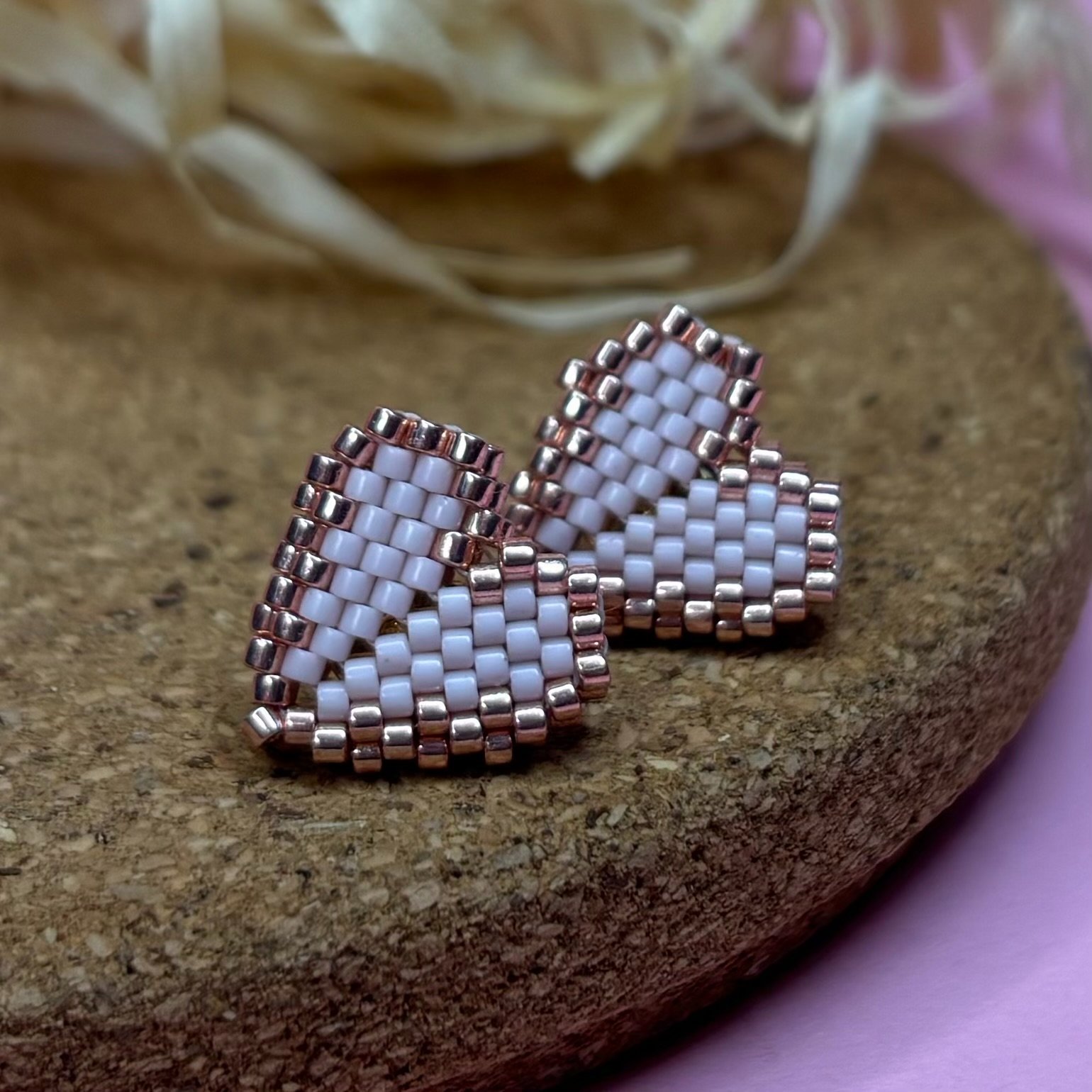 Heart Beaded Stud Earrings
