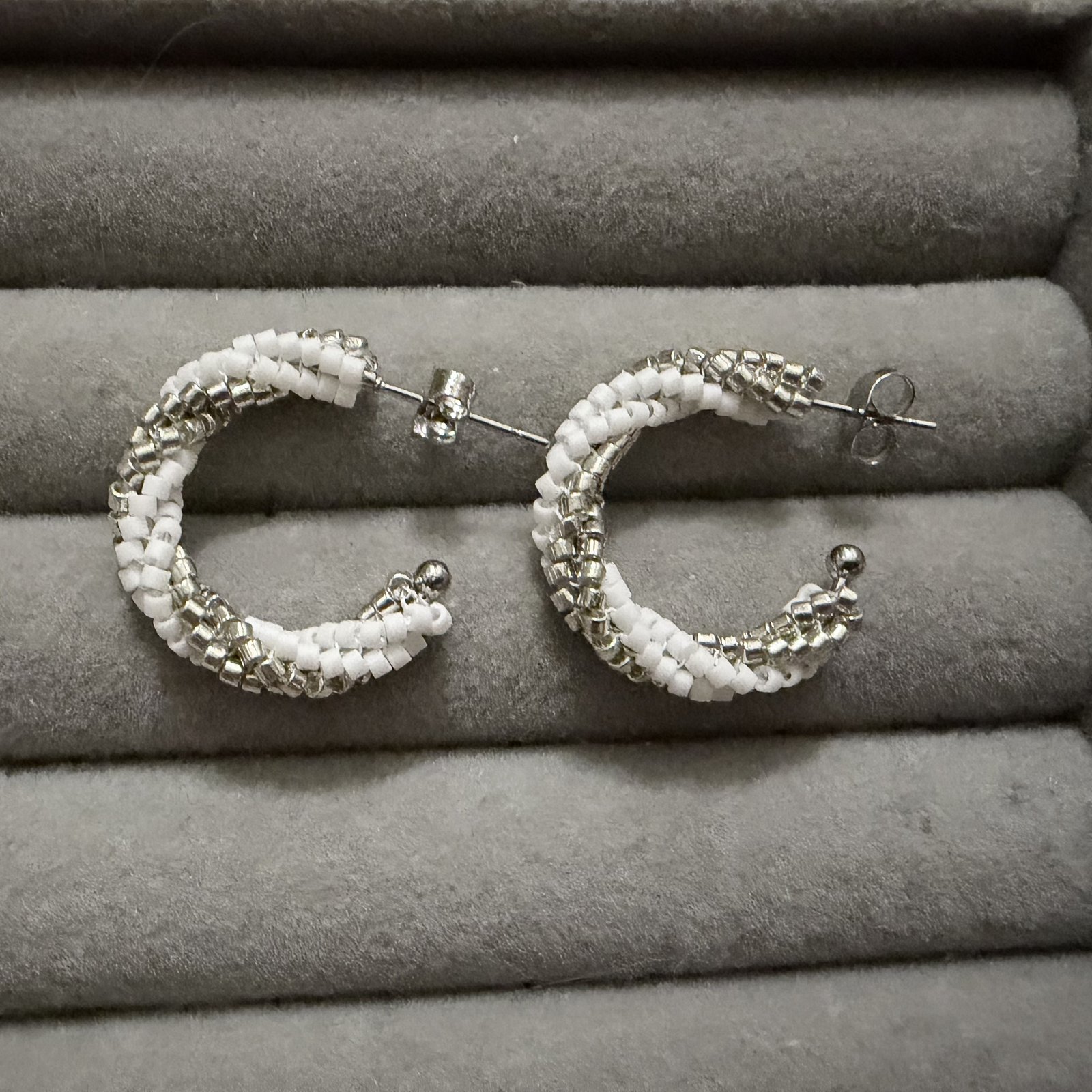 Twisted Beaded Hoop Earrings